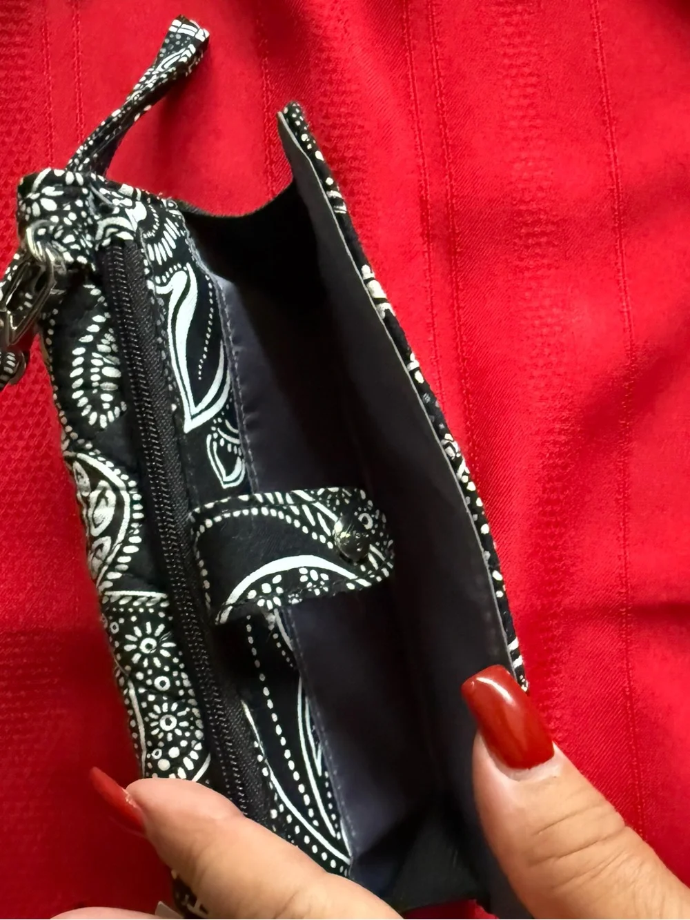Vera Bradley Black and White Paisley Quilted Wristlet